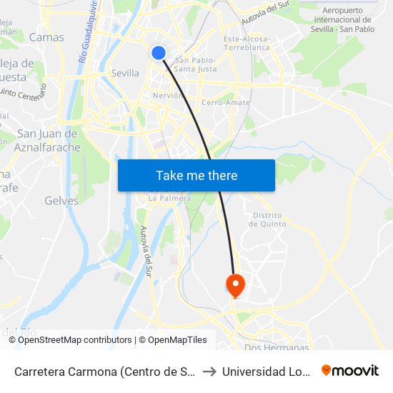 Carretera Carmona (Centro de Salud) to Universidad Loyola map