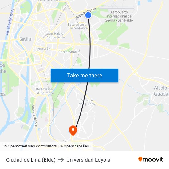 Ciudad de Liria (Elda) to Universidad Loyola map