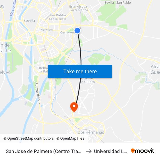 San José de Palmete (Centro Transportes) to Universidad Loyola map