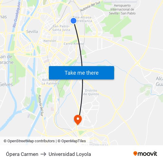 Ópera Carmen to Universidad Loyola map