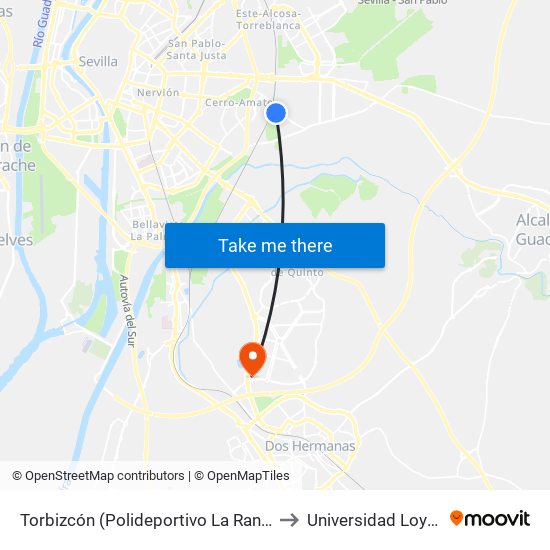 Torbizcón (Polideportivo La Ranilla) to Universidad Loyola map