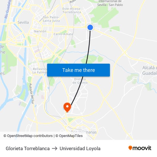 Glorieta Torreblanca to Universidad Loyola map