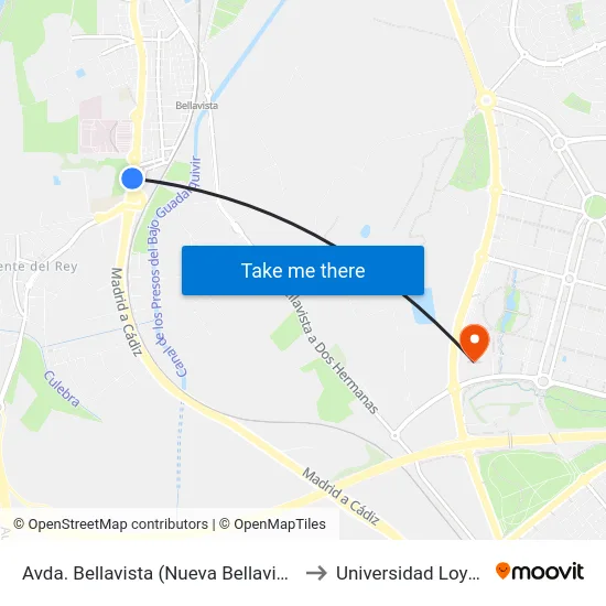 Avda. Bellavista (Nueva Bellavista) to Universidad Loyola map