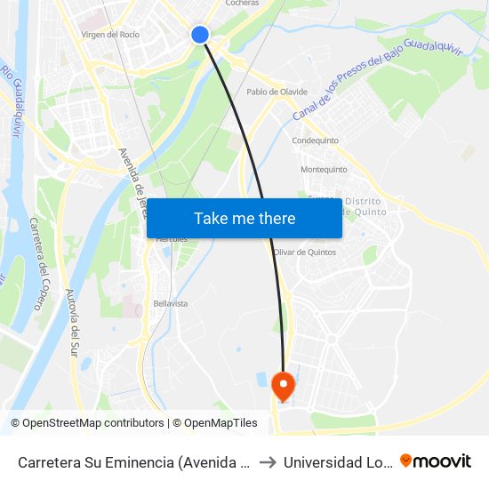 Carretera Su Eminencia (Avenida La Paz) to Universidad Loyola map