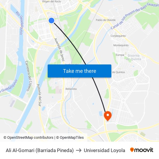 Ali Al-Gomari (Barriada Pineda) to Universidad Loyola map