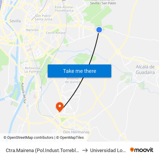 Ctra.Mairena (Pol.Indust.Torreblanca) to Universidad Loyola map