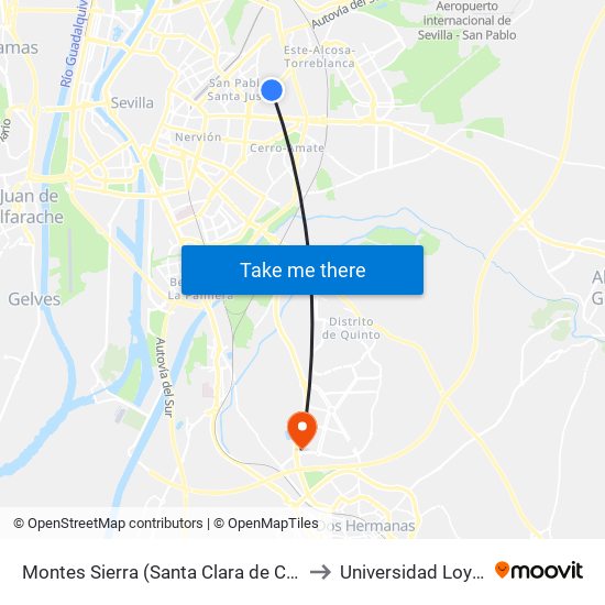 Montes Sierra (Santa Clara de Cuba) to Universidad Loyola map