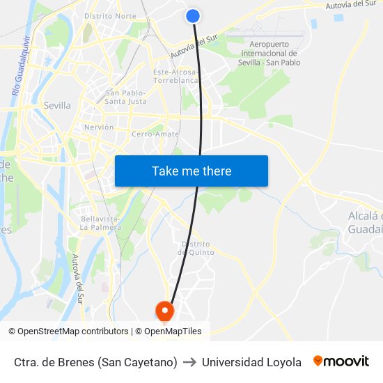 Ctra. de Brenes (San Cayetano) to Universidad Loyola map