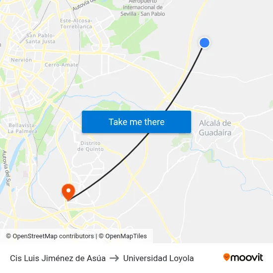 Cis Luis Jiménez de Asúa to Universidad Loyola map