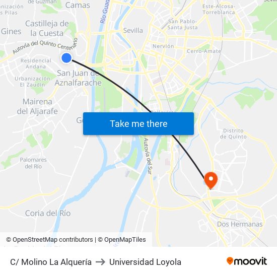 C/ Molino La Alquería to Universidad Loyola map