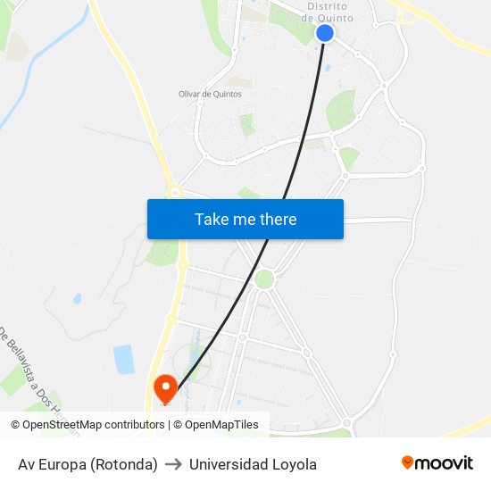 Av Europa (Rotonda) to Universidad Loyola map