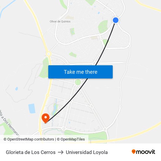 Glorieta de Los Cerros to Universidad Loyola map