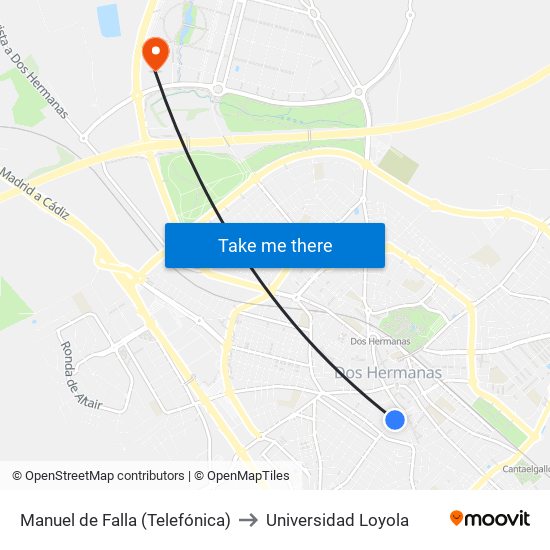 Manuel de Falla (Telefónica) to Universidad Loyola map