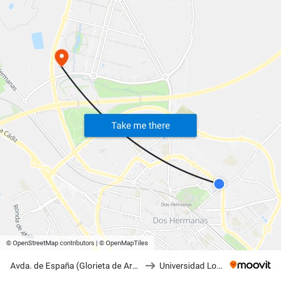 Avda. de España (Glorieta de Aragón) to Universidad Loyola map