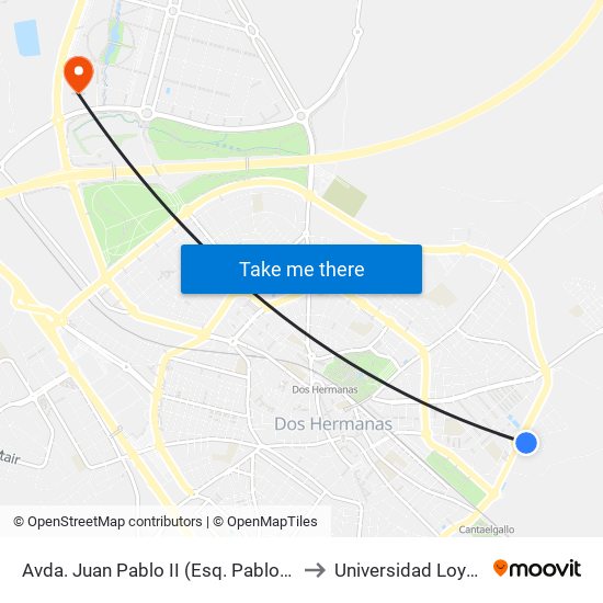 Avda. Juan Pablo II (Esq. Pablo Vi) to Universidad Loyola map