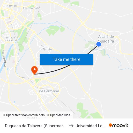 Duquesa de Talavera (Supermercado) to Universidad Loyola map