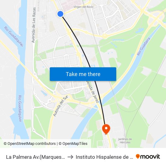 La Palmera Av.(Marques Luca de Tena) to Instituto Hispalense de Pediatría (Ihp) map