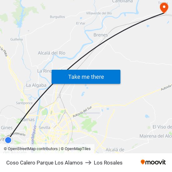 Coso Calero Parque Los Alamos to Los Rosales map
