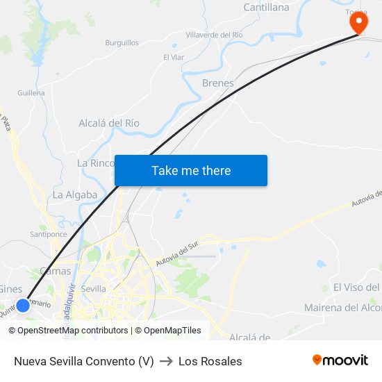 Nueva Sevilla Convento (V) to Los Rosales map