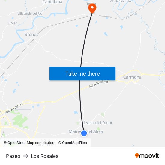 Paseo to Los Rosales map