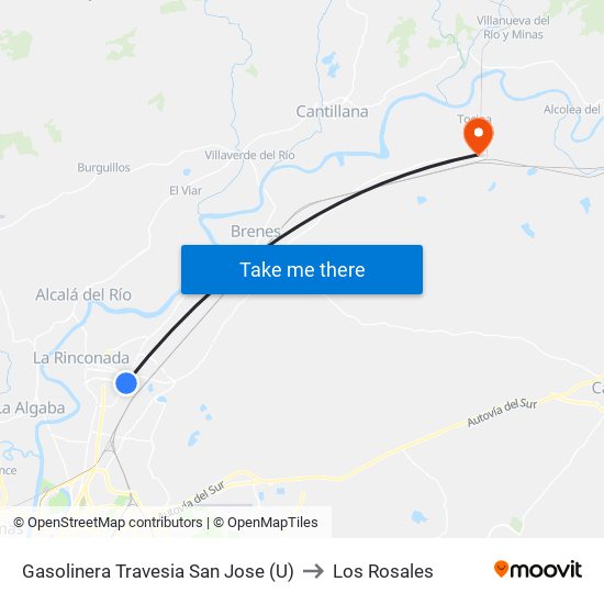 Gasolinera Travesia San Jose (U) to Los Rosales map