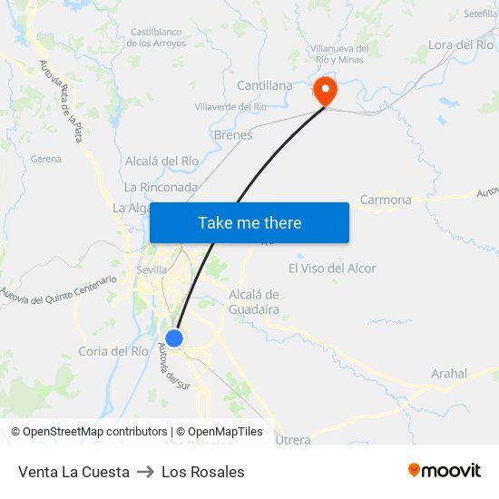 Venta La Cuesta to Los Rosales map