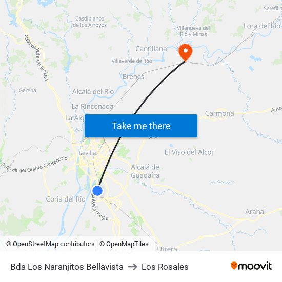 Bda Los Naranjitos Bellavista to Los Rosales map