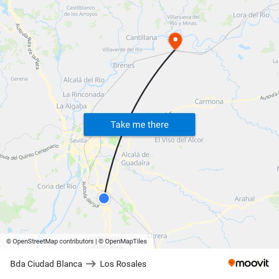 Bda Ciudad Blanca to Los Rosales map