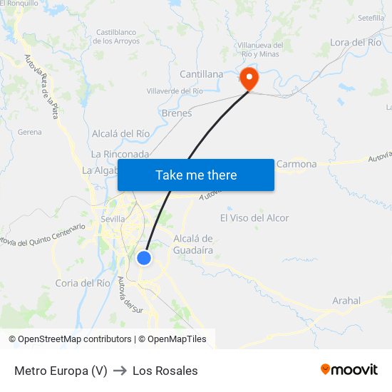 Metro Europa (V) to Los Rosales map