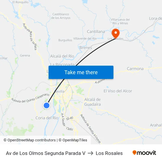 Av de Los Olmos Segunda Parada V to Los Rosales map