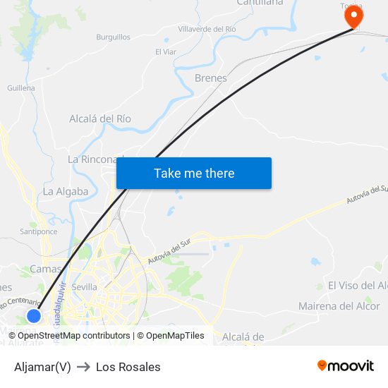 Aljamar(V) to Los Rosales map