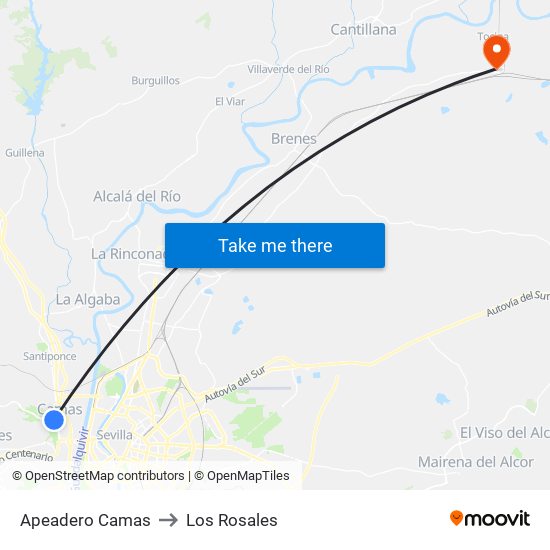 Apeadero Camas to Los Rosales map