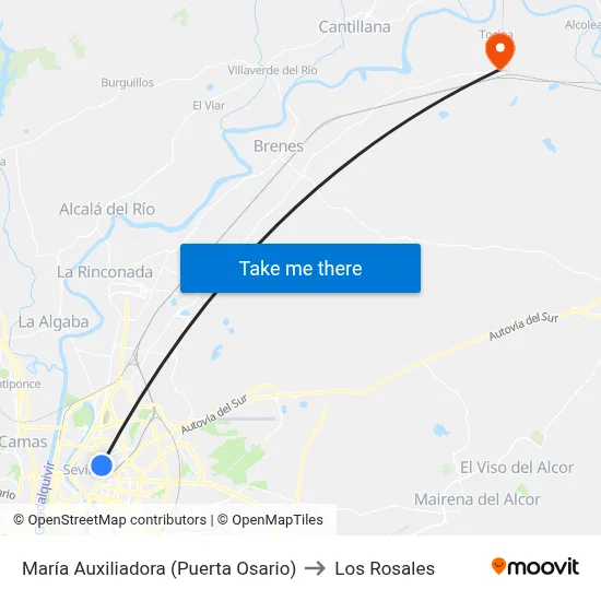 María Auxiliadora (Puerta Osario) to Los Rosales map