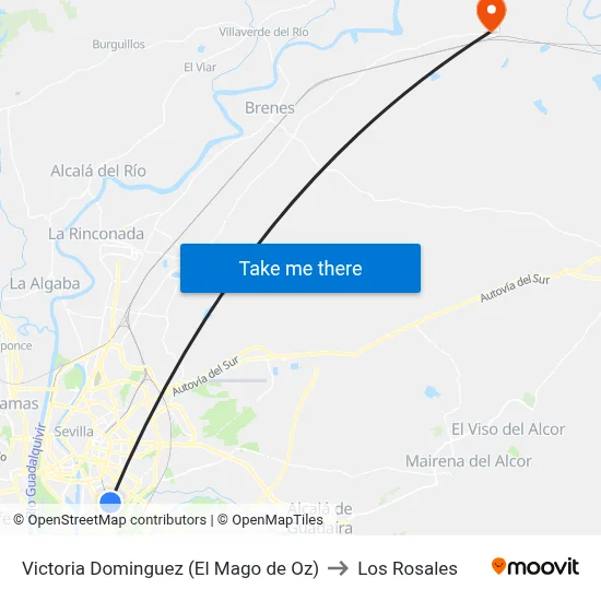 Victoria Dominguez (El Mago de Oz) to Los Rosales map