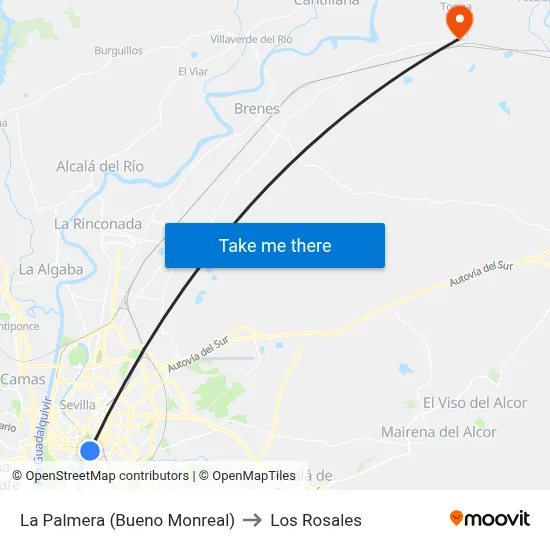 La Palmera (Bueno Monreal) to Los Rosales map
