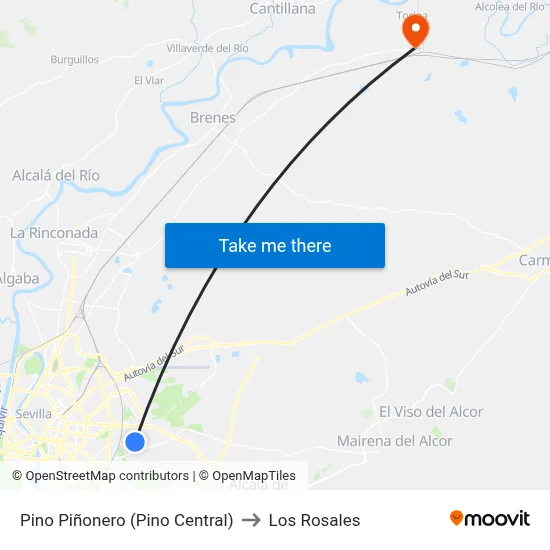 Pino Piñonero (Pino Central) to Los Rosales map