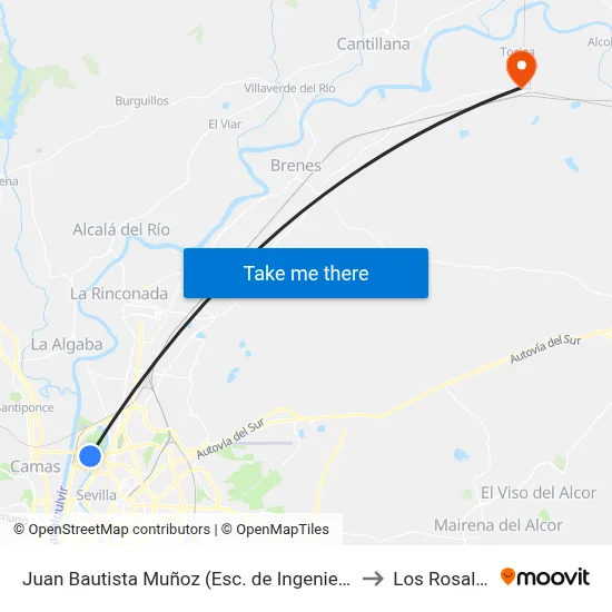 Juan Bautista Muñoz (Esc. de Ingenieria) to Los Rosales map