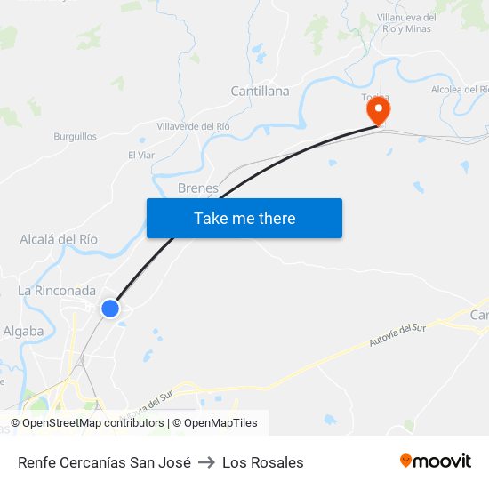 Renfe Cercanías San José to Los Rosales map