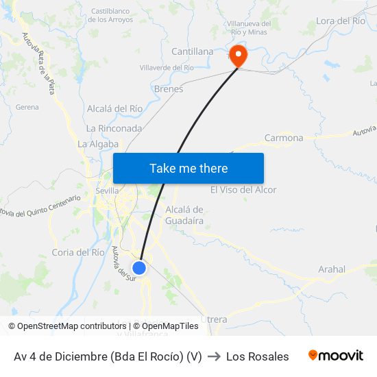 Av 4 de Diciembre (Bda El Rocío) (V) to Los Rosales map