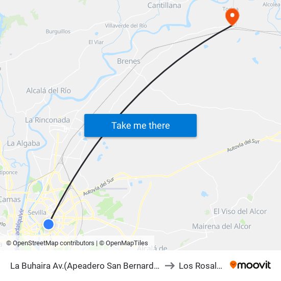La Buhaira  Av.(Apeadero San Bernardo) to Los Rosales map