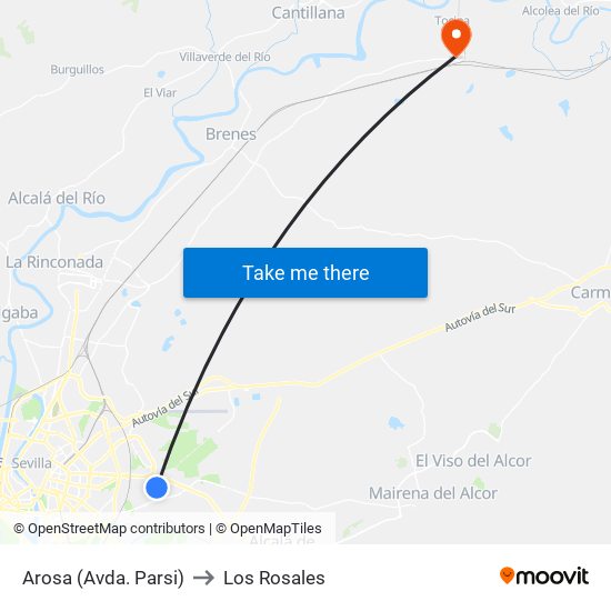 Arosa (Avda. Parsi) to Los Rosales map