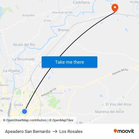 Apeadero San Bernardo to Los Rosales map
