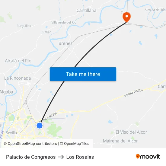 Palacio de Congresos to Los Rosales map