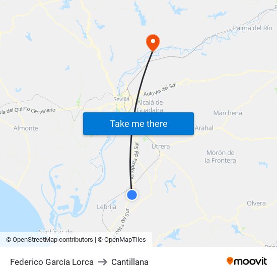 Federico García Lorca to Cantillana map