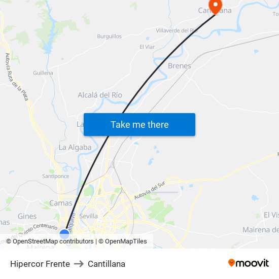 Hipercor Frente to Cantillana map