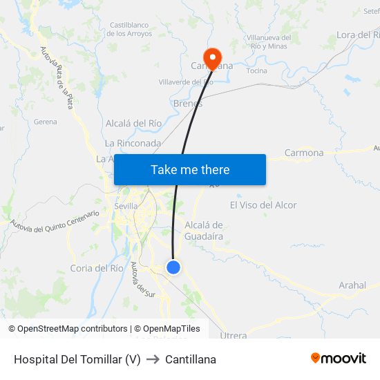 Hospital Del Tomillar (V) to Cantillana map