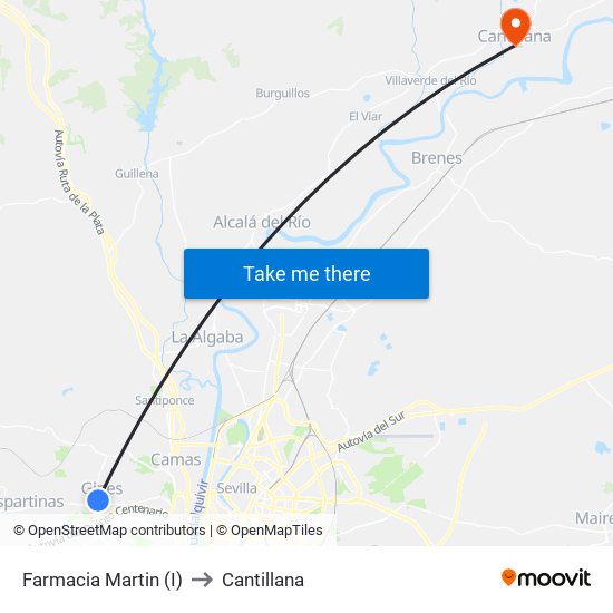 Farmacia Martin (I) to Cantillana map