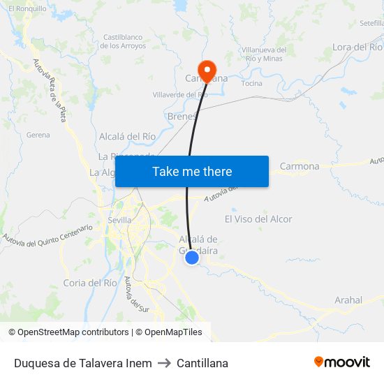 Duquesa de Talavera Inem to Cantillana map