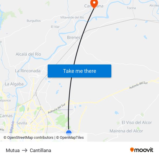 Mutua to Cantillana map