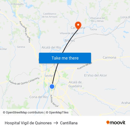 Hospital Vigil de Quinones to Cantillana map